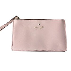 Kate Spade Blush Pink Wristlet gold accents like new medium size